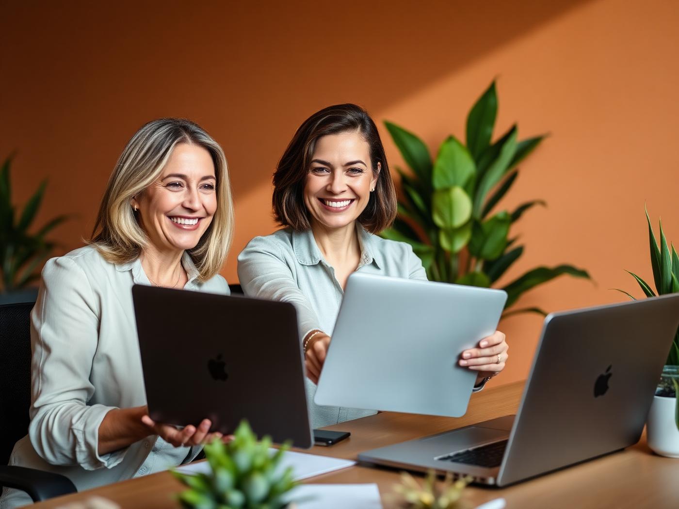 An HR lead welcoming a new hire at her desk