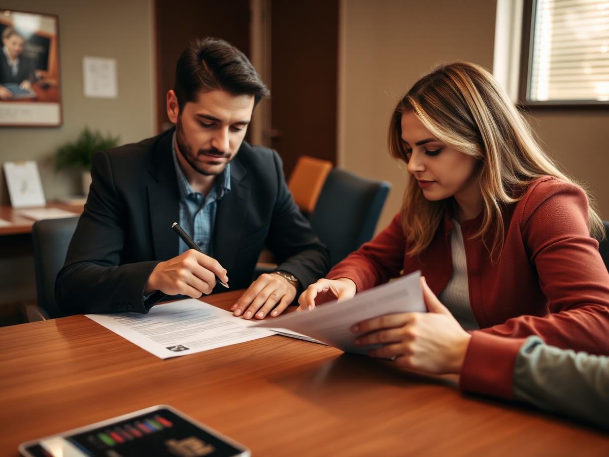 A new employee signing onboarding paperwork with an HR coordinator