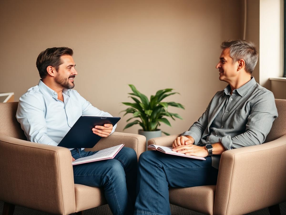 A manager and an employee in a relaxed one-to-one