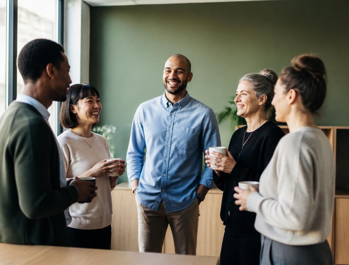 A team talking together during a morning standup